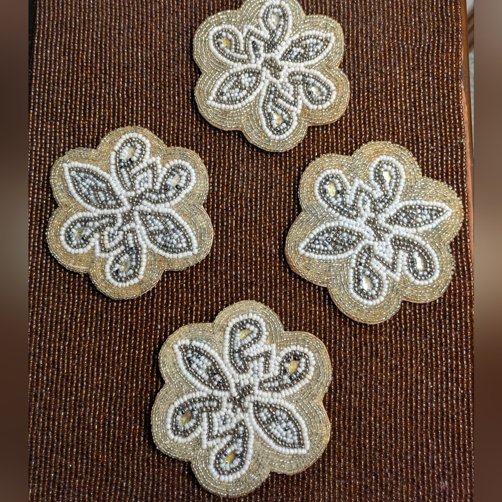 ⛵3/$10 Beaded Floral Coasters
